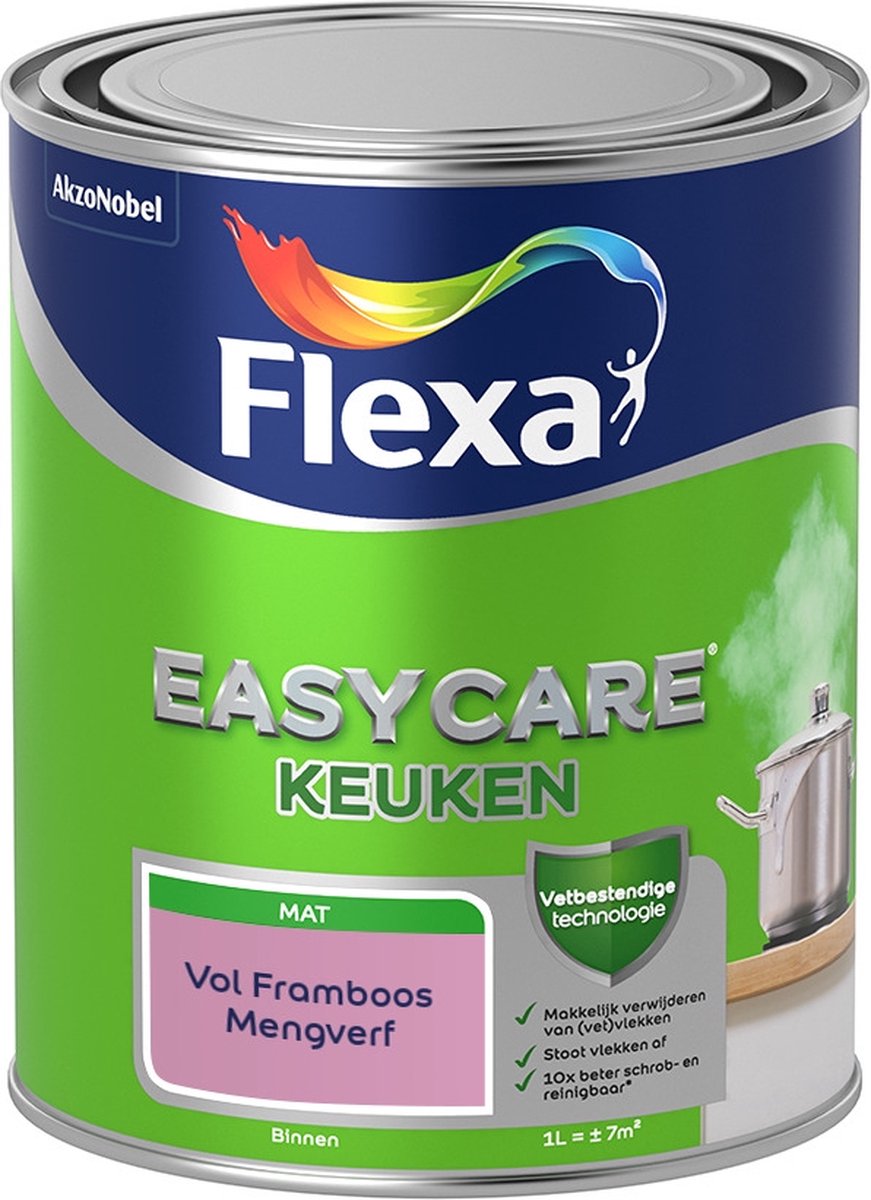 Flexa Easycare Muurverf - Keuken - Mat - Mengkleur - Vol Framboos - 1 liter