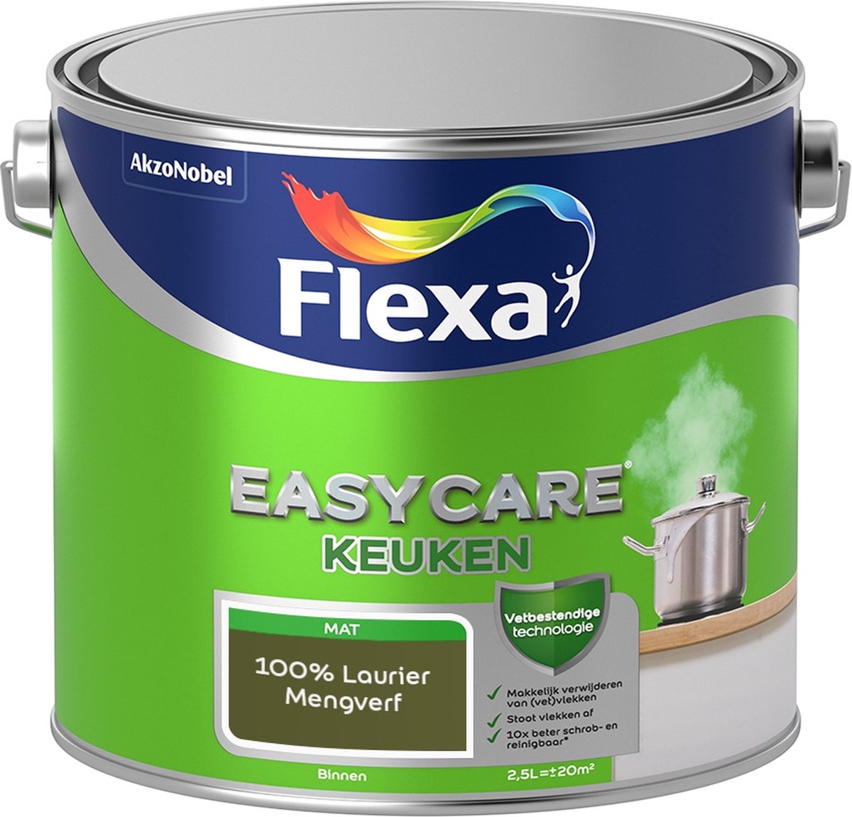Flexa Easycare Muurverf - Keuken - Mat - Mengkleur - 100% Laurier - 2,5 liter