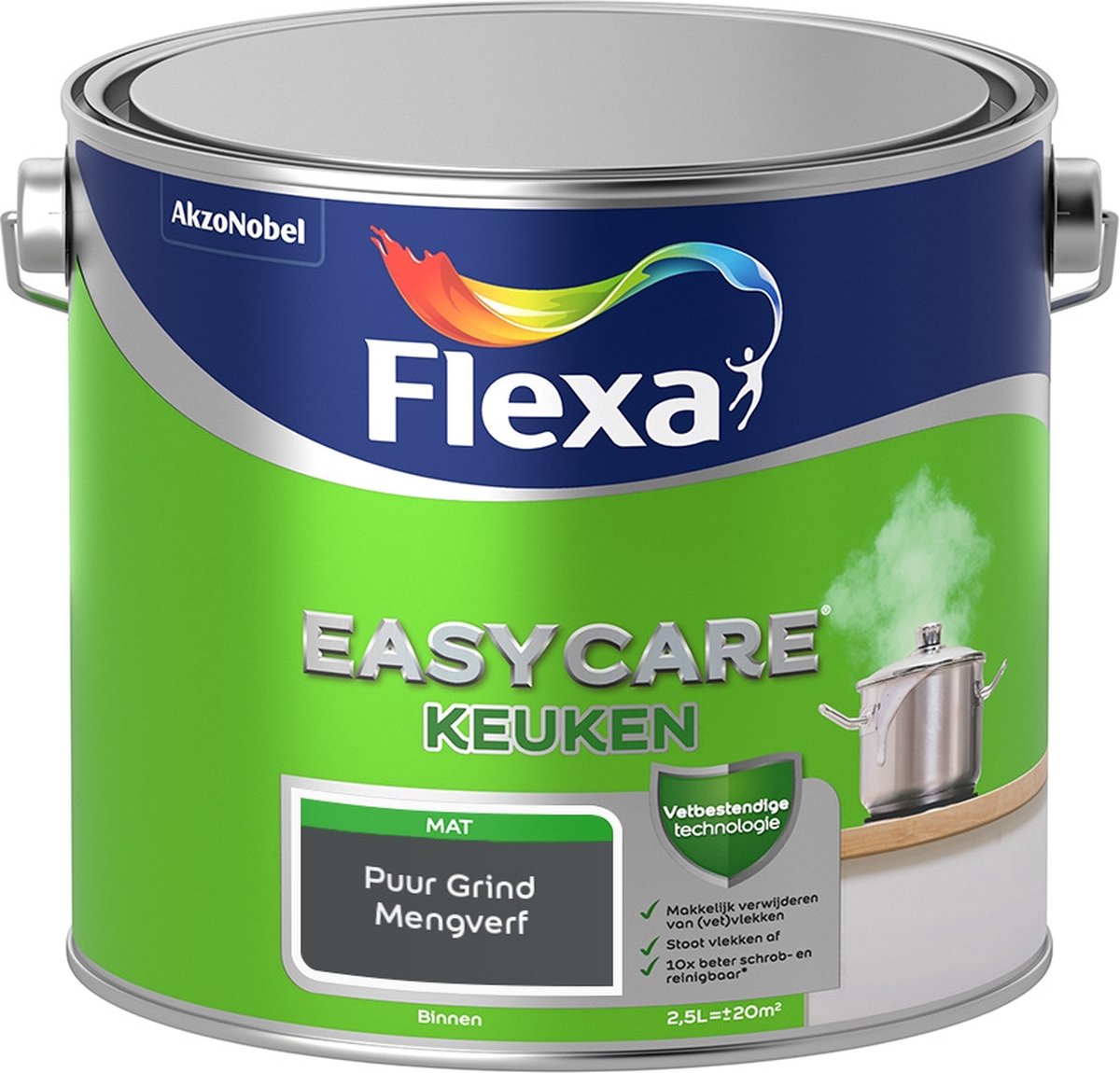 Flexa Easycare Muurverf - Keuken - Mat - Mengkleur - Puur Grind - 2,5 liter