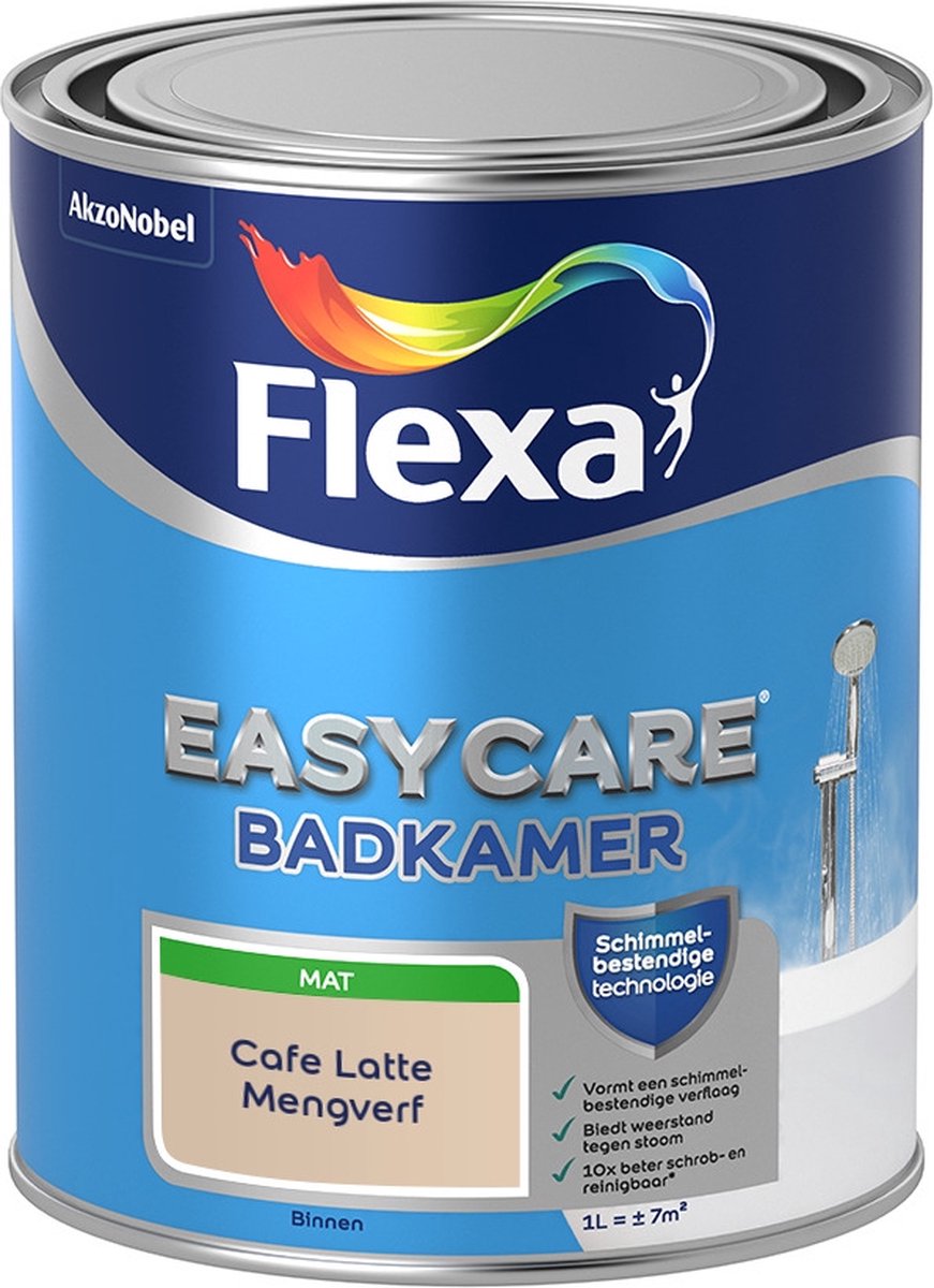 Flexa Easycare Muurverf - Badkamer - Mat - Mengkleur - Cafe Latte - 1 liter