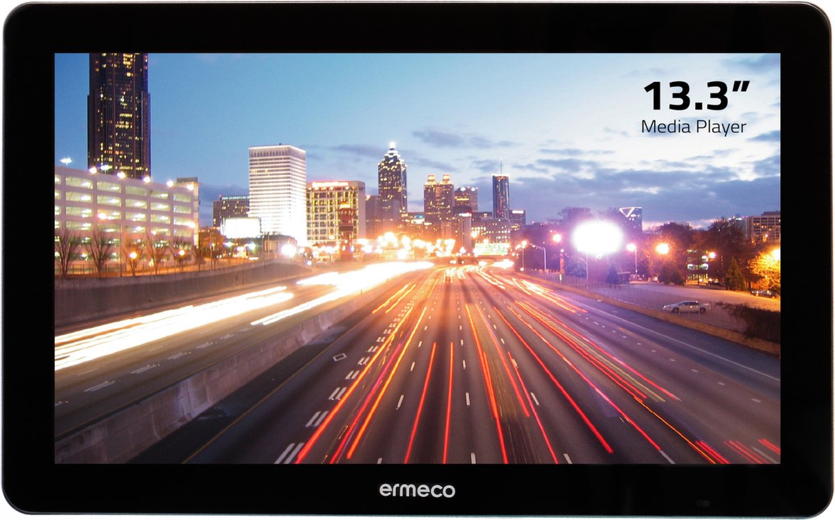 Ermeco MPD133 PRO 13,3 inch Professionele monitor met USB mediaplayer voor informatie en advertising doeleinden. 24/7 gebruik.