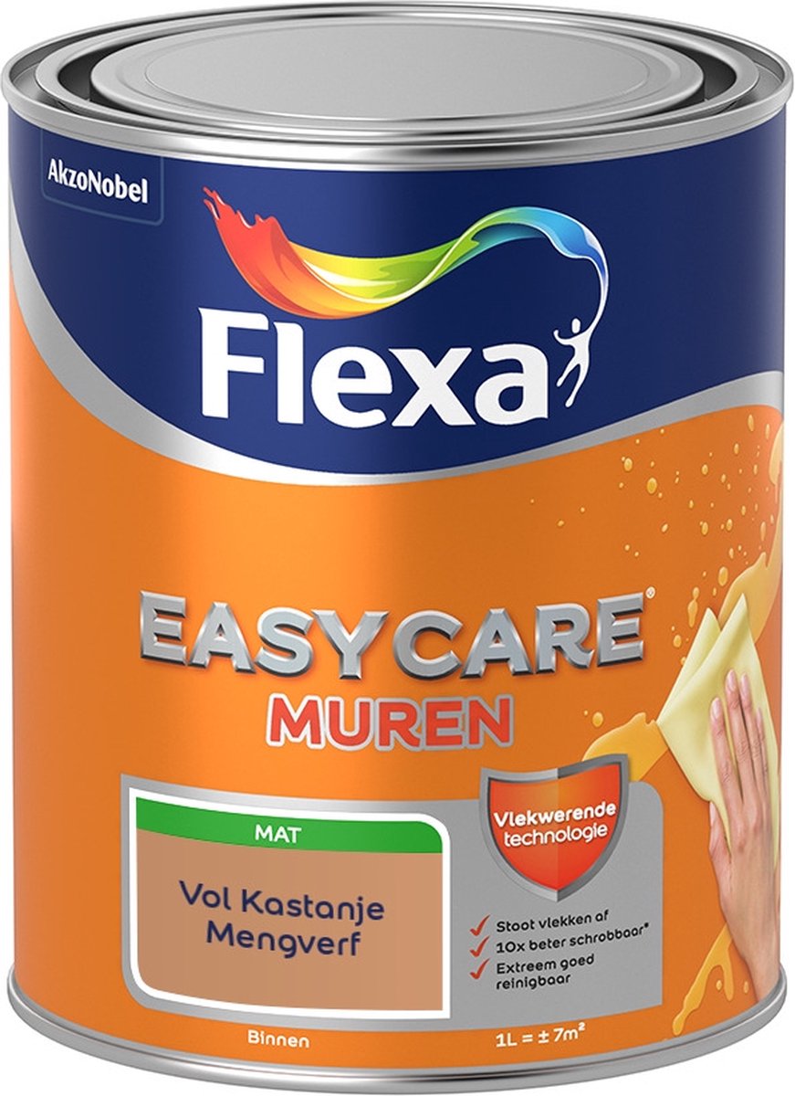Flexa Easycare Muurverf - Mat - Mengkleur - Vol Kastanje - 1 liter
