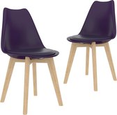 2 Moderne kunststof eetkamerstoelen stoelen met zachte lederen zitting - lila paars - purple - ergonomische kuipstoelen - Palerma Design - ergonomisch - stoel - zetel - zacht - lee