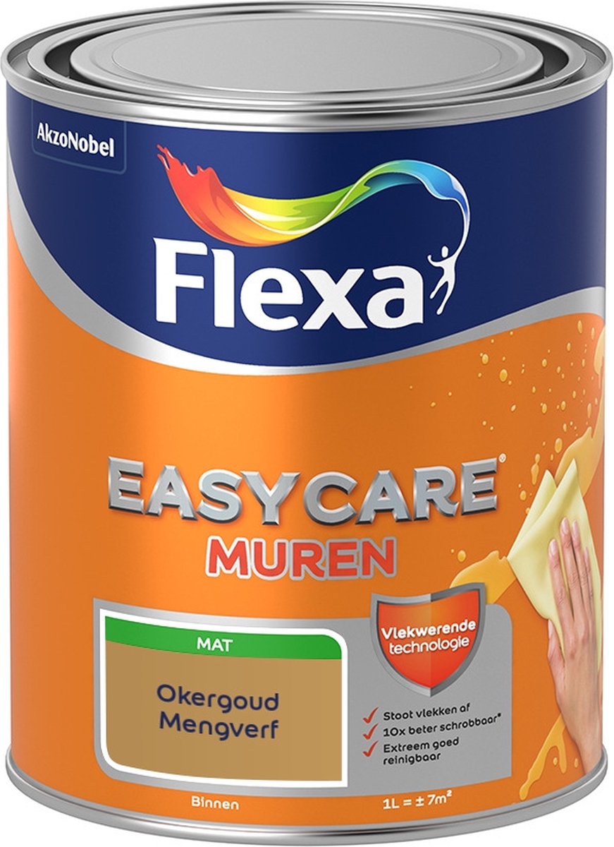 Flexa Easycare Muurverf - Mat - Mengkleur - Okergoud - Kleur van het Jaar 2016 - 1 liter