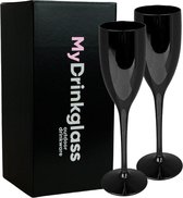 2x Champagneglas Reims zwart 15cl l Onbreekbare kunststof l Plastic drinkglazen