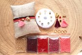 Zelf sieraden maken kralen pakket - Armbandjes - 2mm kraal - Goud, bruin, rood, zalm - Kinderen en volwassenen - DIY