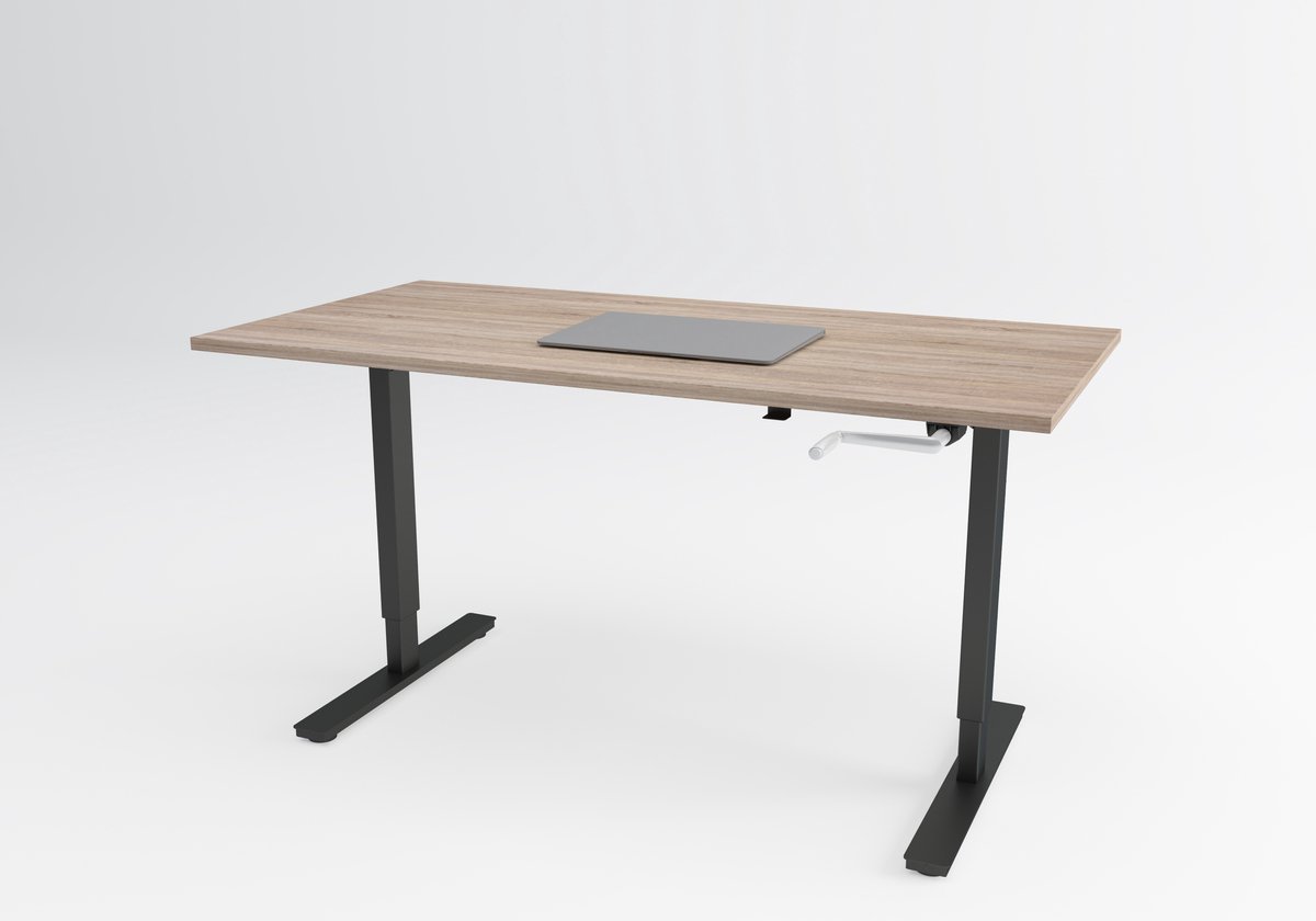 Tri-desk Eco | Handmatig zit-sta bureau | Zwart onderstel | Robson eiken blad | 140 x 80 cm