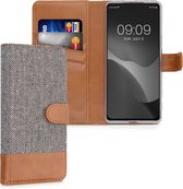 kwmobile telefoonhoesje voor Xiaomi Mi 11i / Poco F3 - Hoesje met pasjeshouder in lichtgrijs / bruin - Case met portemonnee