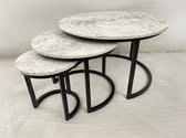 Iron Black center table s/3 White marble top