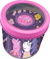 Peppa Pig Horloge in Blik - Geschenkset - 23CM - Roze