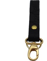 Sleutelhanger leer zwart croco/goud