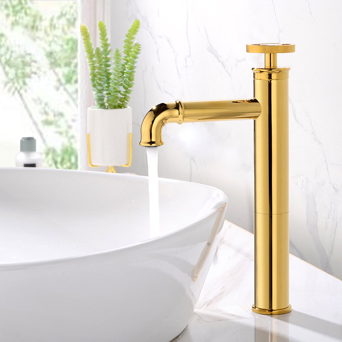 Wastafelkraan GOUD CHROOM Industrial OMNITAIR