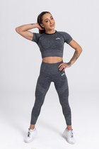 Mives® Sportlegging en Top - Yoga - Fitness set - Scrunch Butt - Dames Legging - Sportkleding - Fashion legging - Broeken - Gym Sports - Legging Fitness Wear - High Waist - GRIJS -