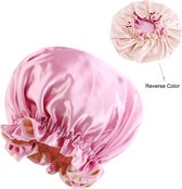 Roze Satijnen Slaapmuts met randje / Reversible Hair Bonnet / Haar bonnet van Satijn / Satin bonnet / Afro nachtmuts voor slapen