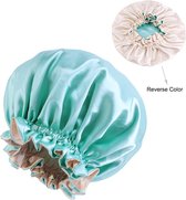 Turquoise Satijnen Slaapmuts met randje / Reversible Hair Bonnet / Haar bonnet van Satijn / Satin bonnet / Afro nachtmuts voor slapen
