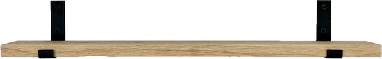 GoudmetHout Massief Eiken Wandplank - 50x15 cm - Industriële Plankdragers L-vorm Up - Staal - Zonder Coating