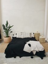 Marokkaanse Pompom Bedsprei - Plaid - 180*260 - Zwart