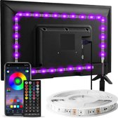 Enteenly Ledstrip, 5 m, RGB, led-achtergrondverlichting geschikt voor 55-75 inch televisie en pc, bediening via app en afstandsbediening, USB-voeding