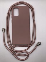 Hoogwaardige Siliconen Backcover met Koord - Geschikt voor Samsung Galaxy S20 FE - Premium Kwaliteit TPU Siliconen backcover - Oudroze