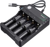 Aygo® Batterij Oplader - Universeel - Voor AA en AAA - USB aangedreven - Oplaadbare Batterijen - 4 Slots - Batterijlader - Zwart