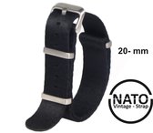 20mm Nato Strap ZWART - Vintage James Bond - Nato Strap collectie - Mannen - Horlogebanden - 20 mm bandbreedte