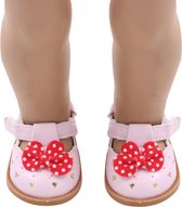 Poppenkleertjes - Schoentjes voor babypop zoals de Baby Born - Roze met strik - 1 paar schoenen