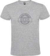 Grijs  T shirt met  " Member of the Beer club "print Zilver size XS