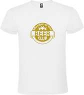 Wit  T shirt met  " Member of the Beer club "print Goud size L