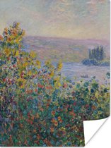 Poster Bloembedden in Vetheuil - Schilderij van Claude Monet - 30x40 cm
