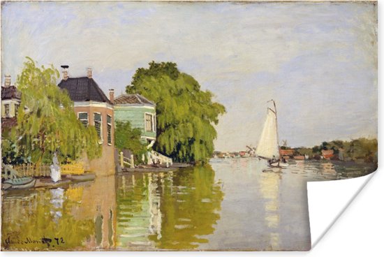 Poster Huizen aan de Achterzaan - Schilderij van Claude Monet - 90x60 cm