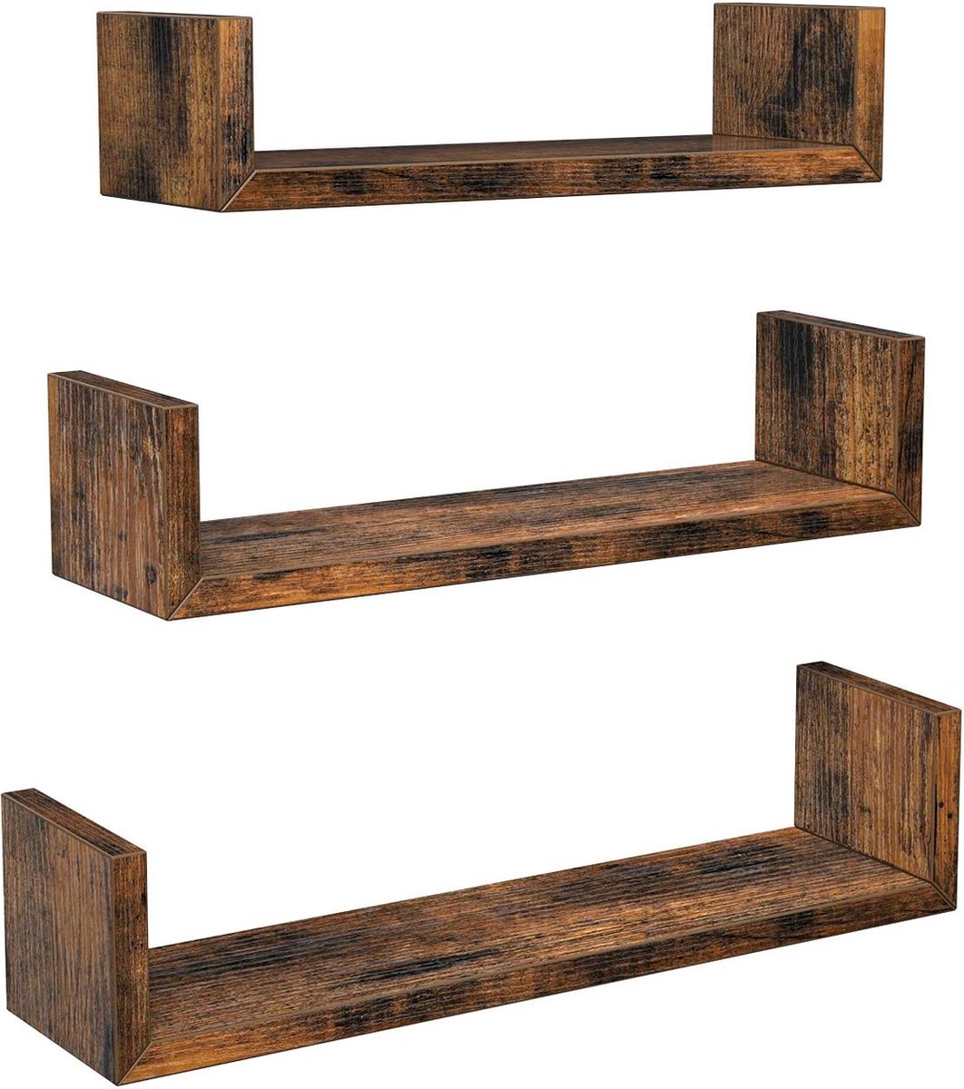 Set van 3 aan de muur gemonteerde zwevende planken Wanddisplay Plank