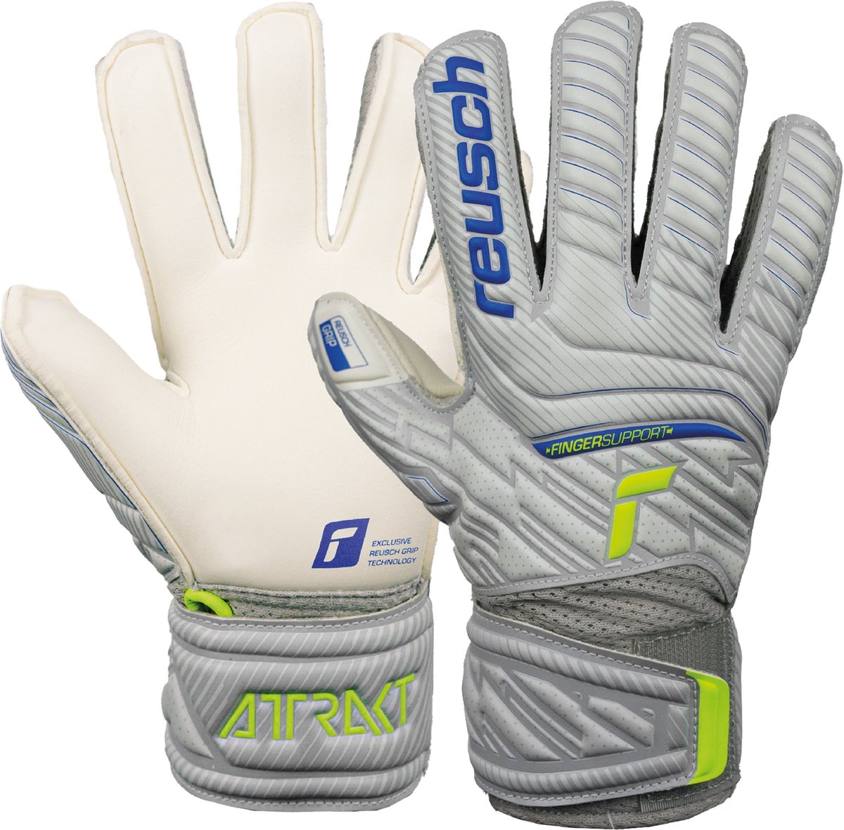 Reusch Attrakt Grip Finger Support Junior Grey Keepershandschoenen Kinderen - Maat 4