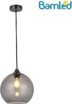 Bamled Hanglamp - Glas - Bol - Grijs - Inclusief lichtbron