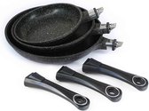 Pradel Excellence 52003M 3-delige pannenset in steen-look met diameter 20/24/28 cm.