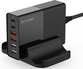 Blitzwolf - 6 in 1 Oplader met 2* USB C en 4* USB A Inc. Standaard