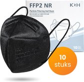 FFP2 mondkapje - CE-gecertificeerd - FFP2 mondmaskers - Medische mondkapjes - Per stuk verpakt - Zwart - 10 stuks