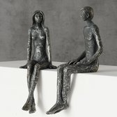 Boltze - Homme - Femme - Statue - 26x13x10cm - Polyrésine - Amour - Aspect bronze - Modèle assis