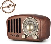 Tbrands® - Retro Radio - Draagbare radio met Bluetooth - FM radio - Vintage Speaker - Hout - Bruin