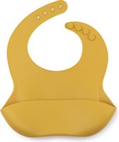 J. Børn Siliconen Baby Slab met Opvangbakje in een Geschenkdoos - Waterdicht en BPA-vrij - Superzachte Slabbetje met Kruimelvanger voor Babies en Peuters, Kraamcadeau (Mustard)