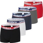 Umbro boxershorts 5pack zwart rood wit navy grijs 1BCX5clas5, maat XL