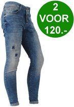 Cars Jeans - Heren Jeans - Super Skinny - Lengte 36 - Damaged Look - Stretch - Aron - Denim