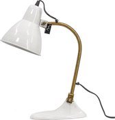 Metalen bureaulamp wit - KY Decorations - verlichting - wit emaille - goud metaal - tafellampje
