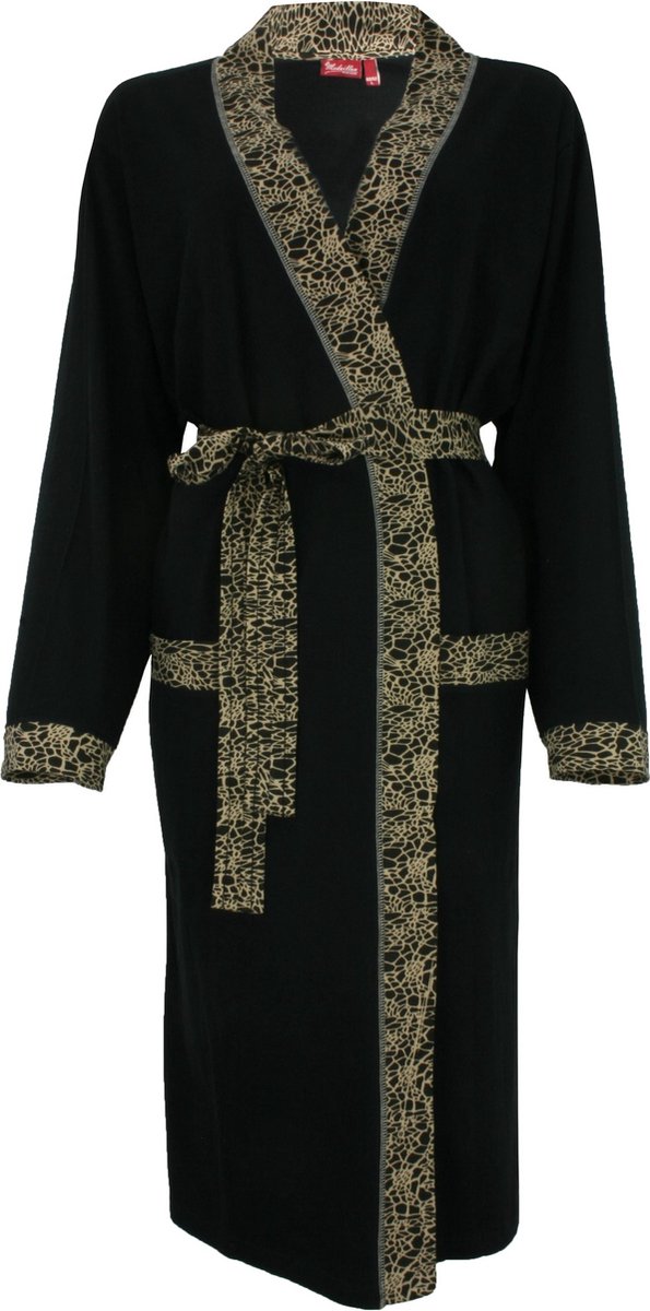 Medaillon Dames Badjas Zwart MEBRD2303A - Maten: M