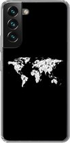 Coque Samsung Galaxy S22 - Wereldkaart - Feuilles - Zwart - Étui de téléphone en Siliconen