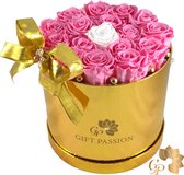 Gift Passion 24K Gouden Cadeaubox Longlife Rozen – Roze - Flowerbox met longlife rozen - Cadeaubox - cadeau voor vrouw