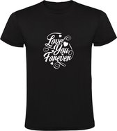 Love You Forever | Heren T-shirt | Zwart | Ik zal altijd van je houden | Liefde | Hartjes | Valentijnsdag