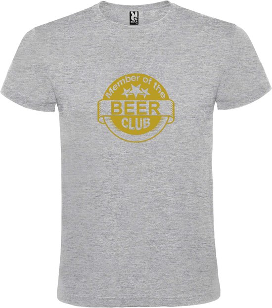 Grijs  T shirt met  " Member of the Beer club "print Goud size XL