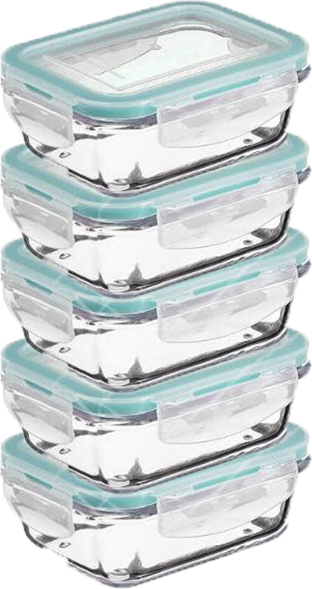 Wooners® Vershoudbakjes - Meal Prep Bakjes - 0.8 l - Lunchbox - Vershouddoos Met Deksel - Magnetron bakjes - 5 stuks