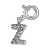 Silventi 9SIL-22038 Zilveren Letterhanger - Zirkonia - Letter - Z - 7 x 5,7 mm - Veerring - Rhodium - Zilver