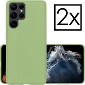 Samsung Galaxy S22 Ultra Hoesje Back Cover Siliconen Case Hoes - Groen - 2x